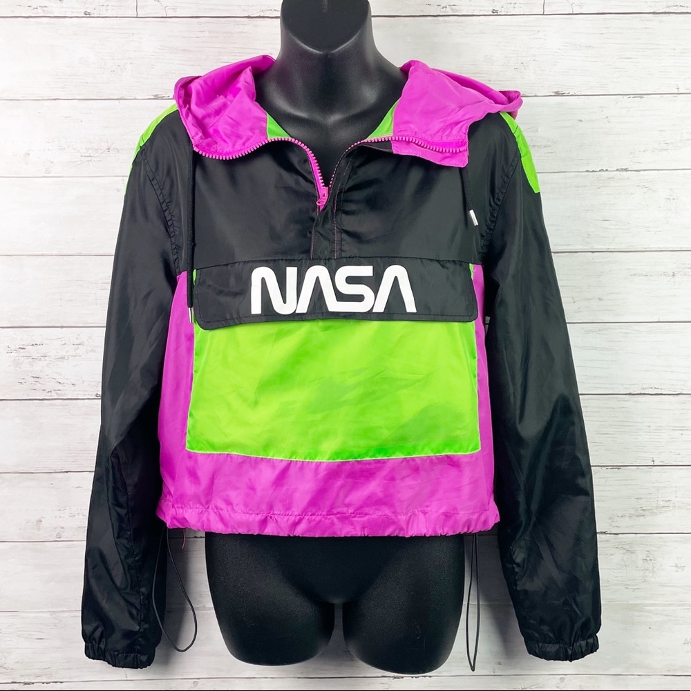 NASA Neon Colorblock Astronaut Windbreaker Pullover